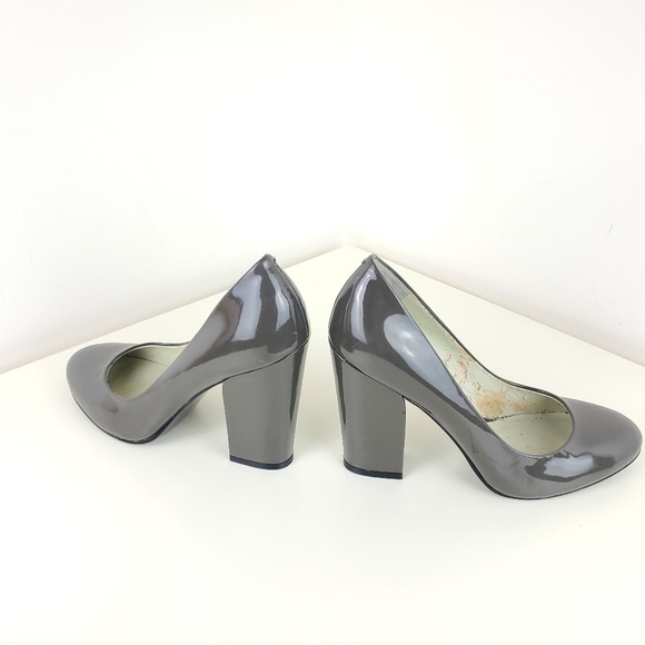 Nine West Women Pumps Grey Color Patent Leather Block Heel Size 7.5 - Picture 5 of 10